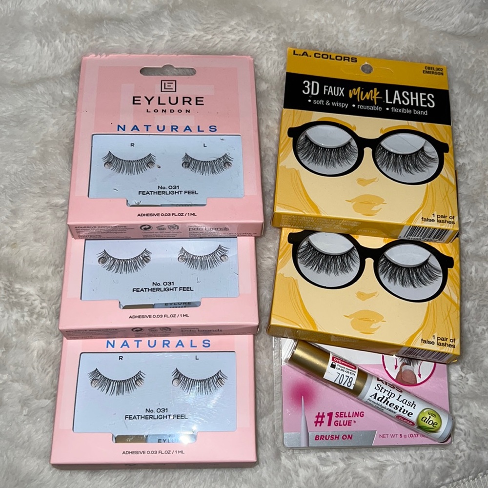 5 pairs of lashes with glue L.A Colors and Eylure